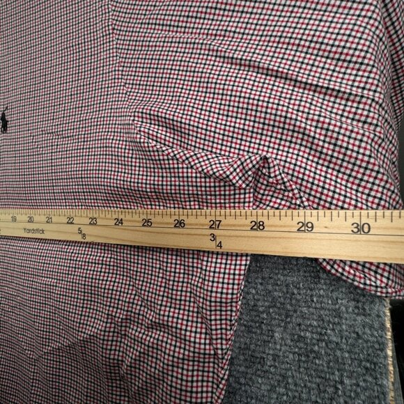 Ralph Lauren Long Sleeve Button Up Shirt Red Black Check Classic 17.5 34/35 Men - Picture 6 of 12